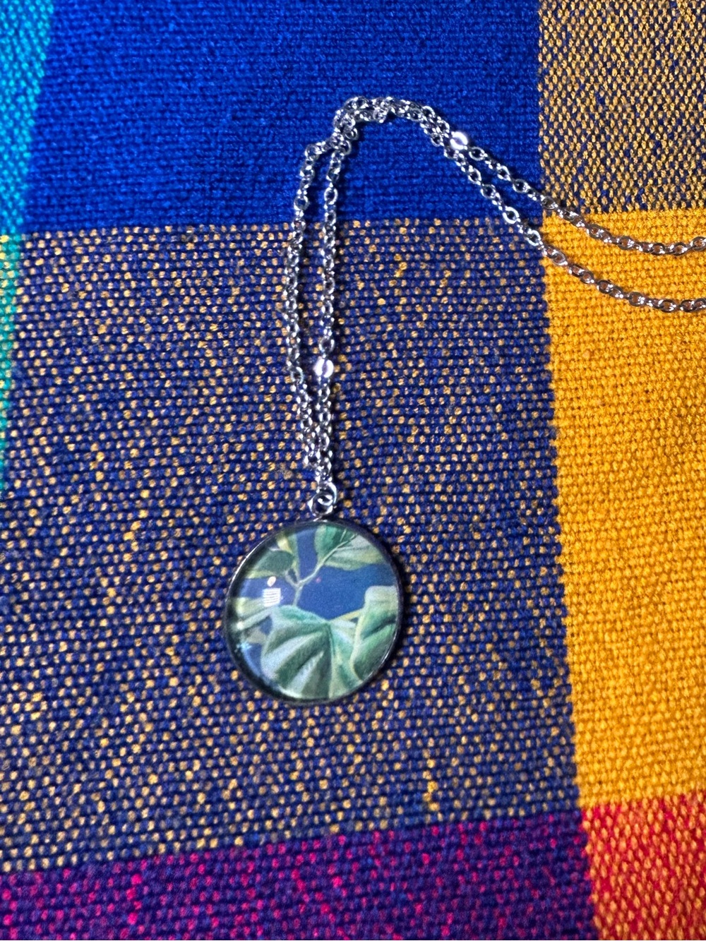 Coffee Plant Pendant Necklace Silver Tone